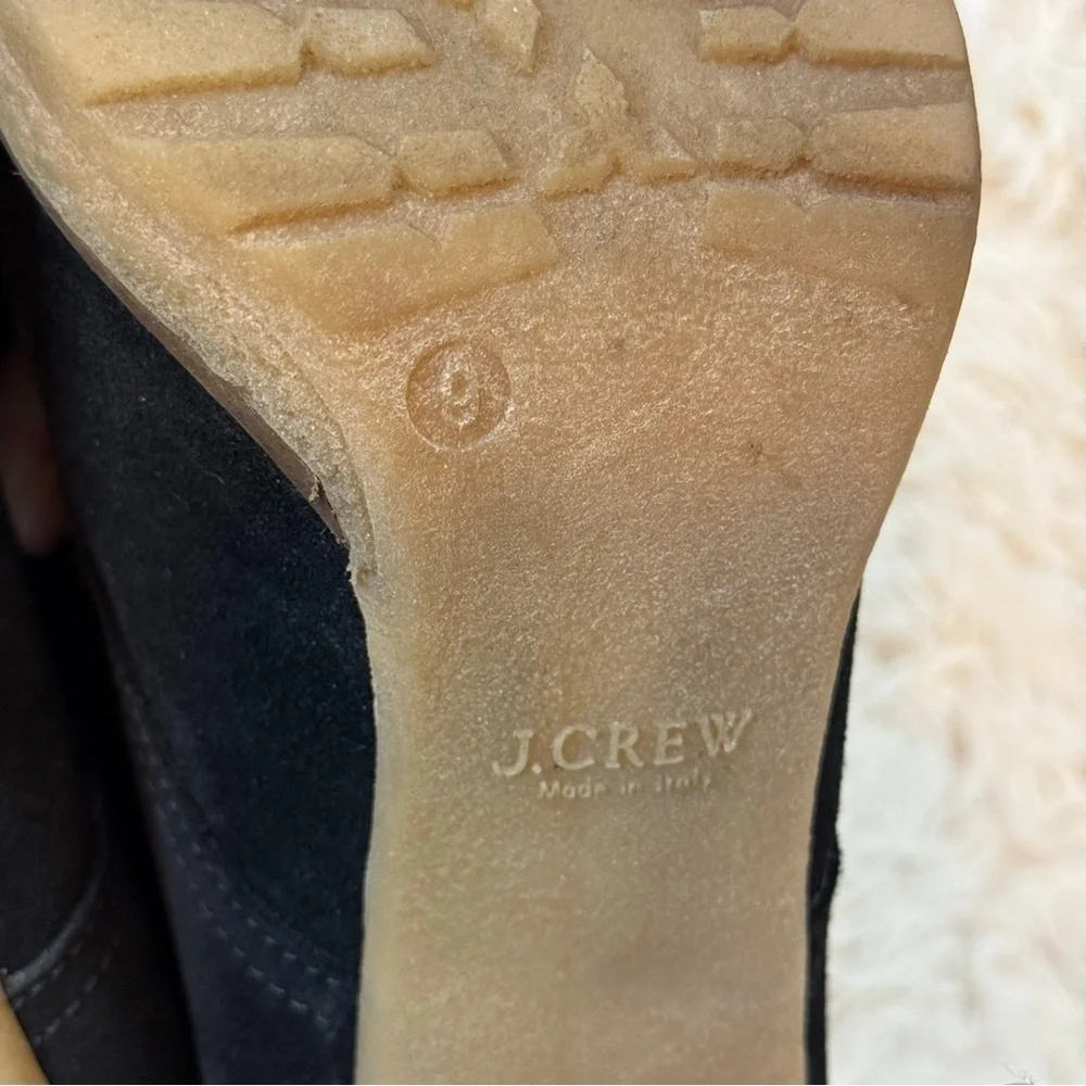 J. Crew MacAlister High Heel Black Suede Ankle Boot Size 9 with ties